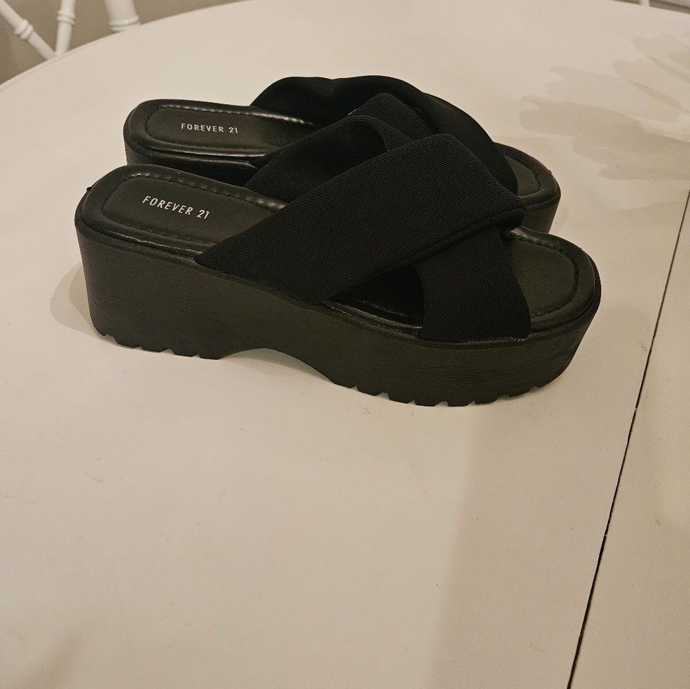 Forever 21 slide wedge sandals